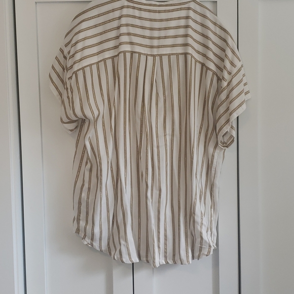 Part Two Button Down Shimmer Stripe Top - Picture 2 of 3